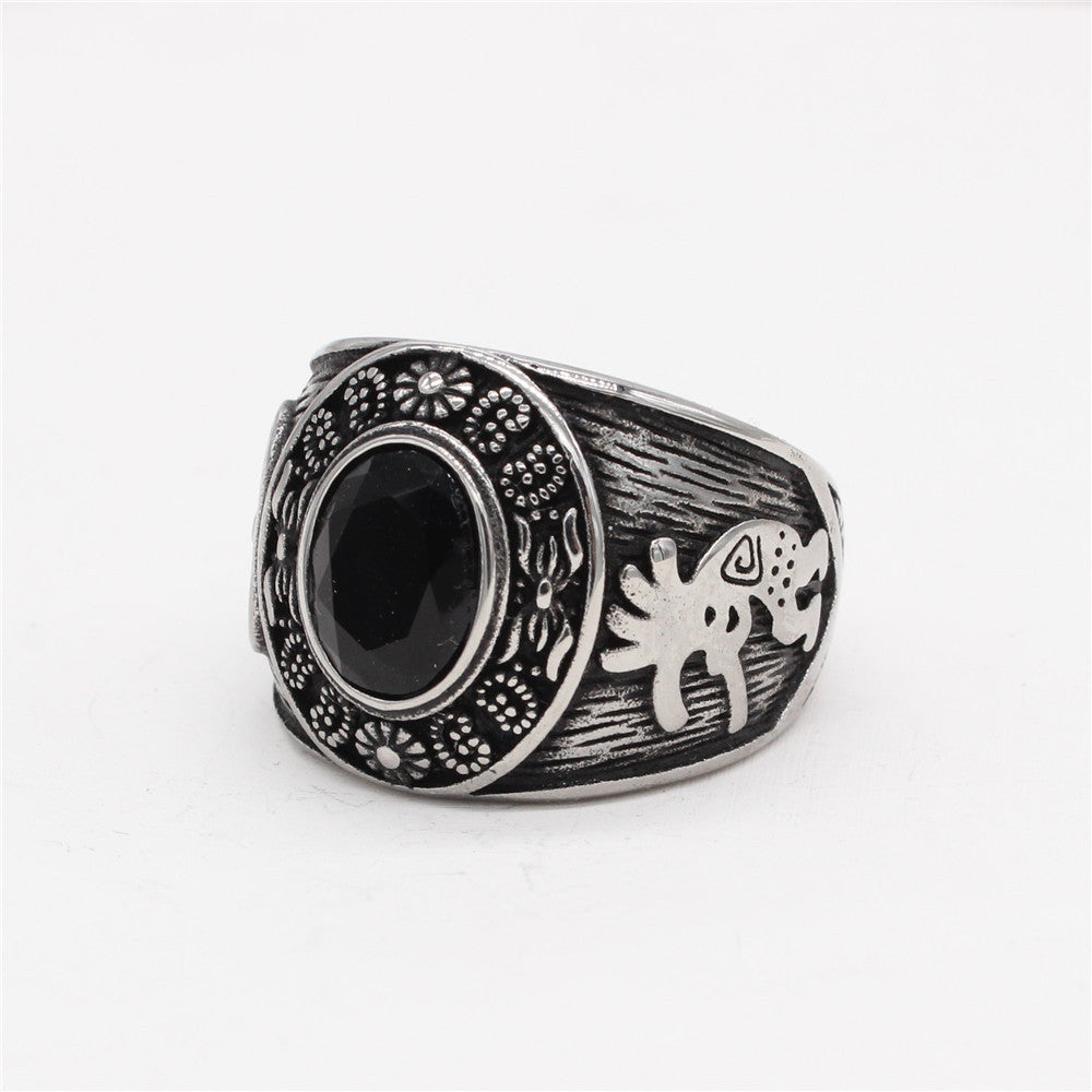 Planderful Gothic Totem Zircon Ring For Men Protection