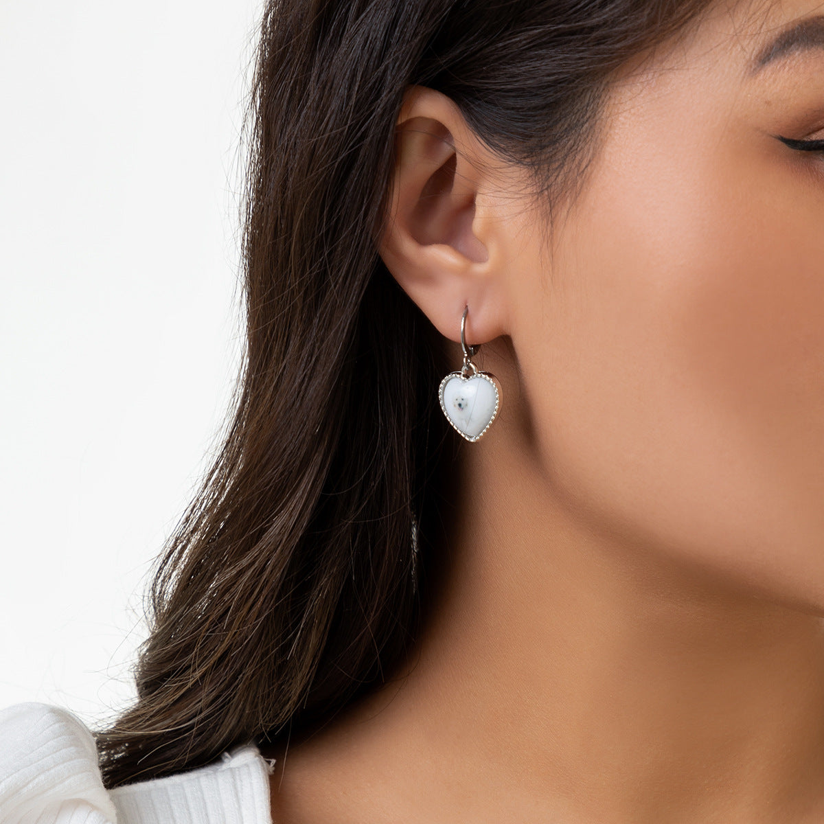 Creative Acrylic Heart-shaped Stud Earrings with Animal Designs for Women