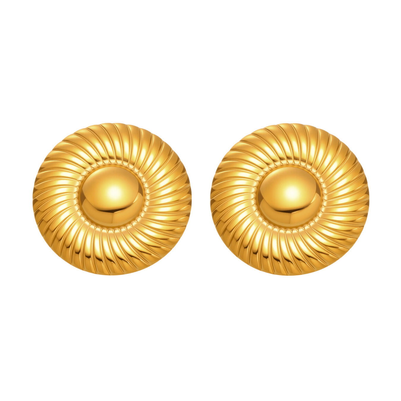 Planderful Circle Stud Earrings 18K Gold Plated For Women