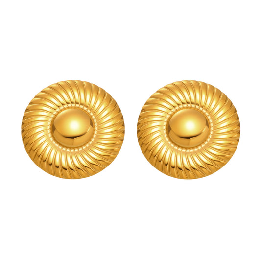 Planderful Circle Stud Earrings 18K Gold Plated For Women