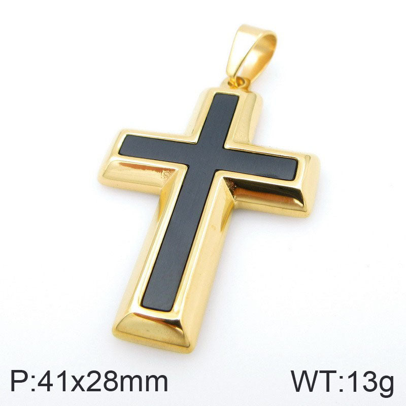 Planderful Stainless Steel Pendant Two Tone Cross Men Retro