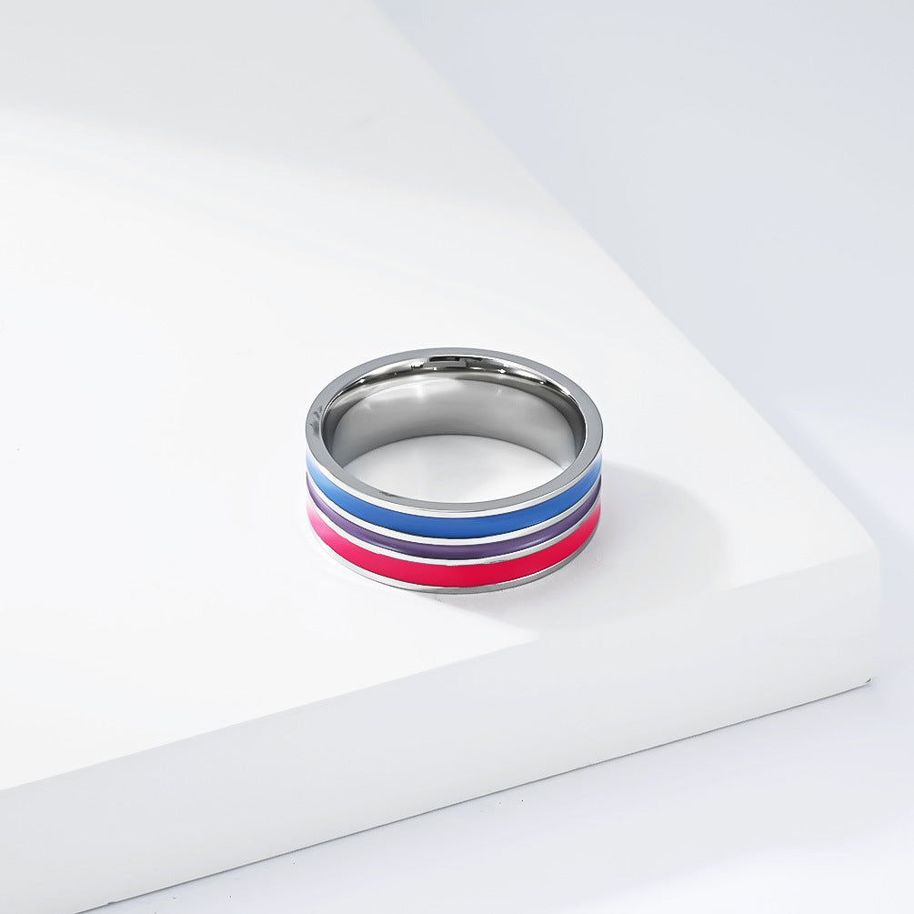 Steel Ring - Statement Rainbow Flag Ring