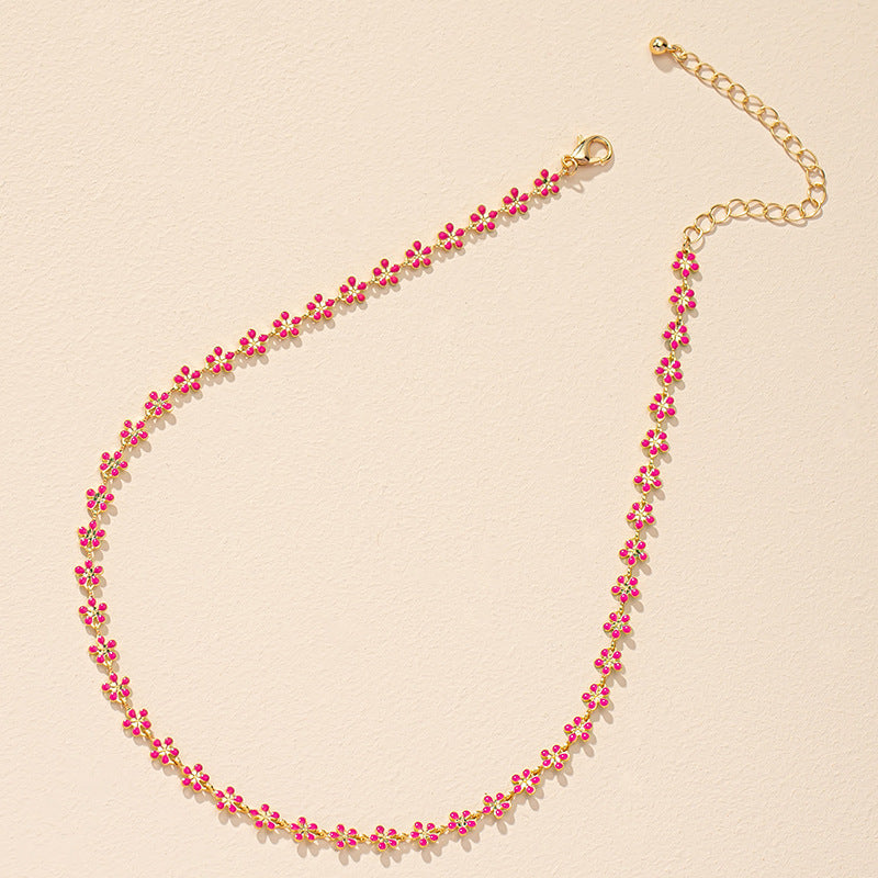 Korean Drop Glaze Floral Necklace - Vienna Verve Collection
