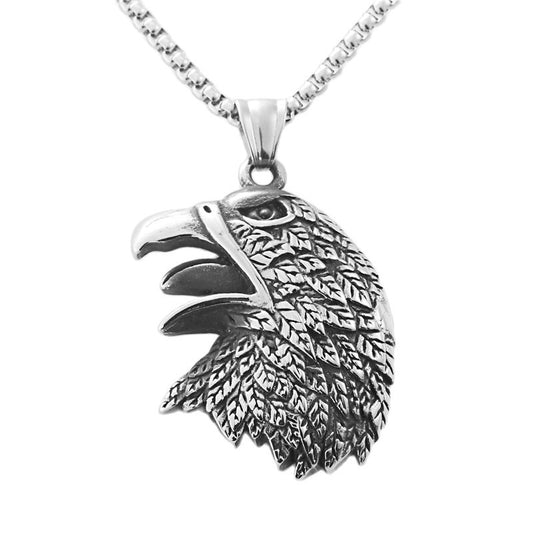 Titanium Steel Rooster and Eagle Pendant Necklace for Men - Retro Punk Style
