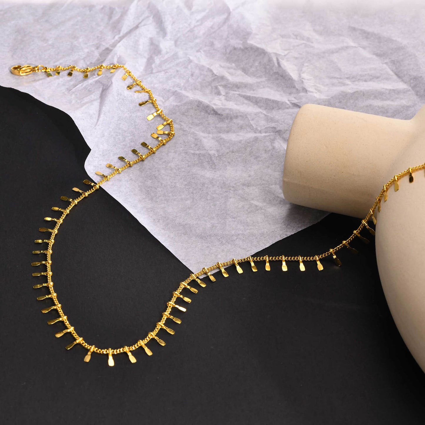 Titanium Steel Necklace Gold Variety Stainless Steel Disc