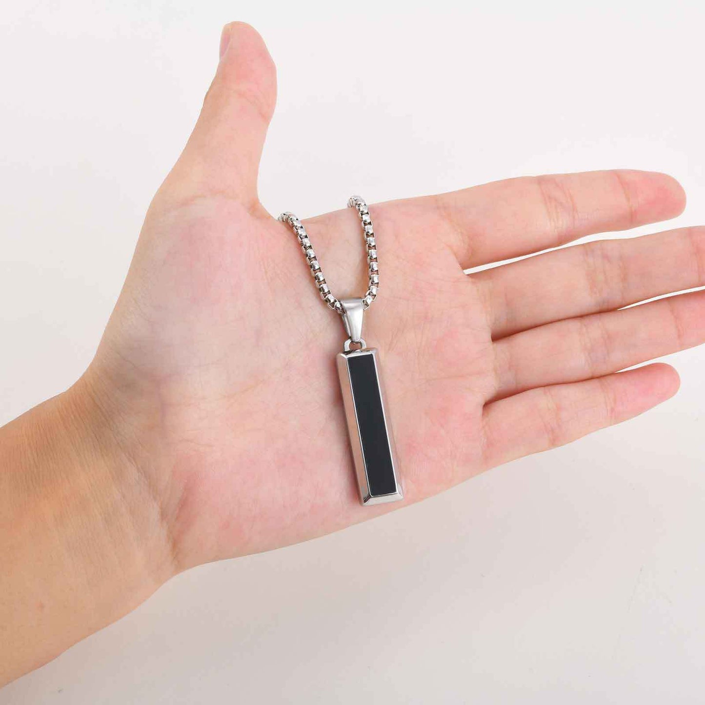 Planderful Mens Geometric Stainless Steel Agate Pendant