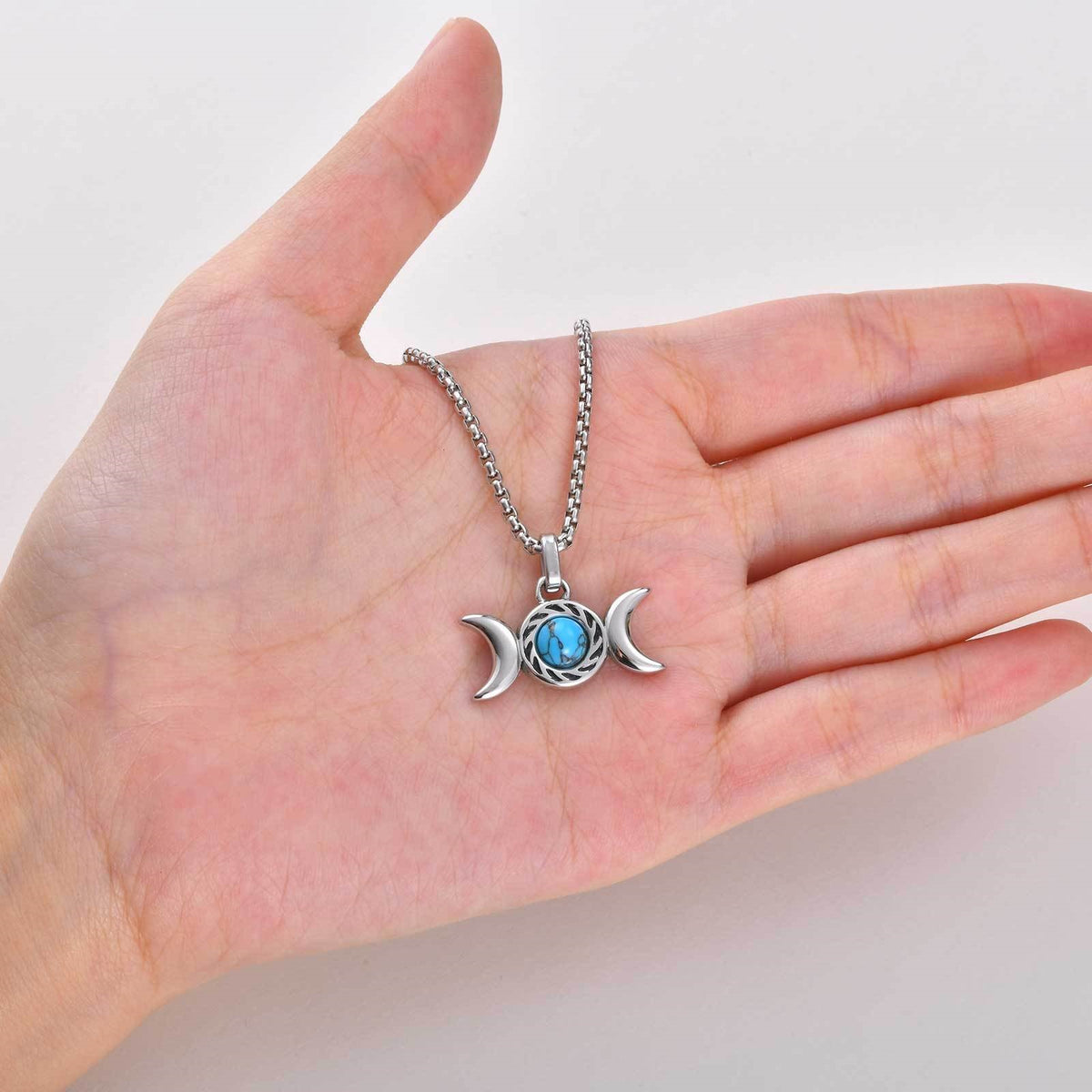 Double Moon Mysterious Wind Stainless Steel Necklace for Men
