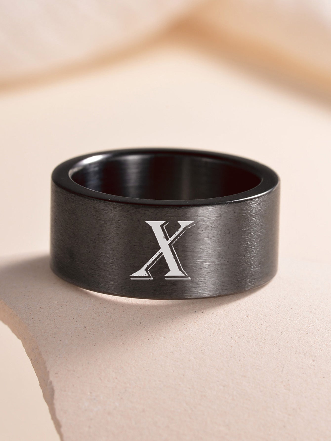 Planderful Everyday Genie Fade Resistant Stainless Steel Letter Ring For Men And Women