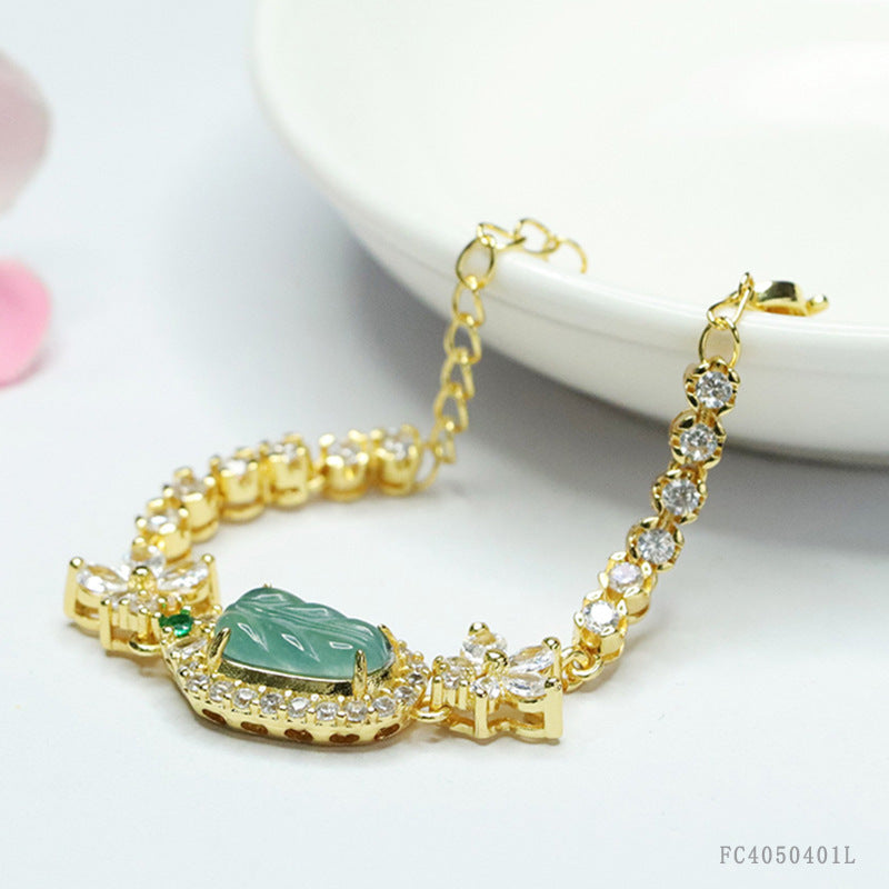 Blue Water Jadeite Leaf Bracelet