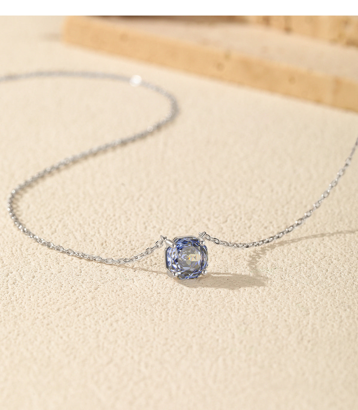 925 Sterling Silver Tanzanite-Color Rose-Cut Zircon Necklace