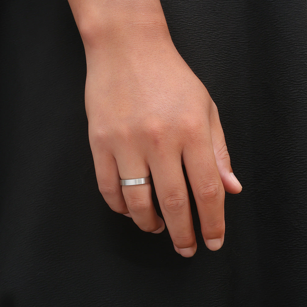 Planderful Titanium Steel Ring 4mm Matte Brushed Unisex Fade Resistant Jewelry For Men And Women Everyday Wear