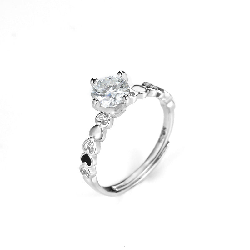 Heart Four-Claw 925 Sterling Silver Ring