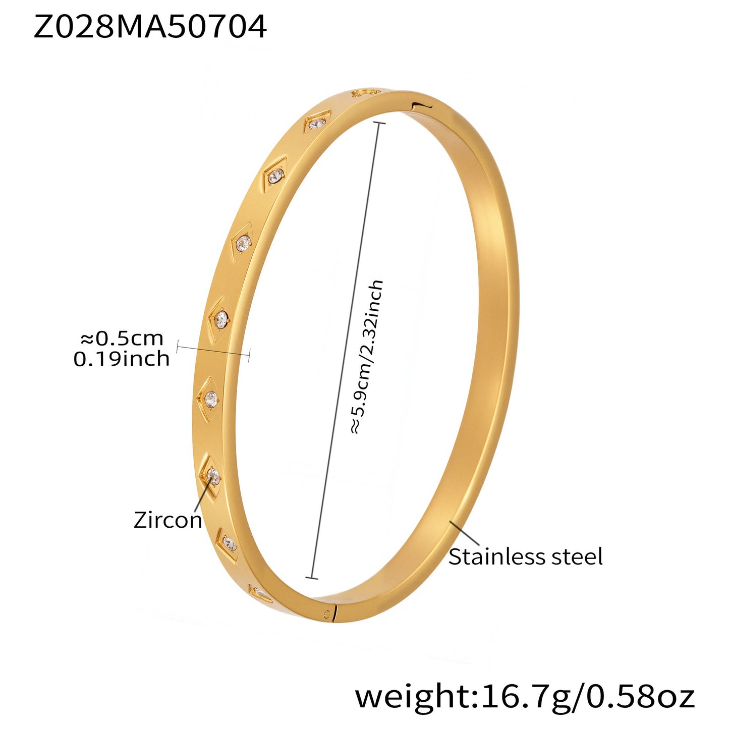 Planderful Zircon Encrusted Titanium Bracelet For Women