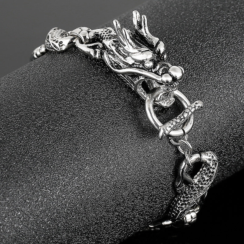 Antique Dragon Head Stainless Steel Men's Bracelet