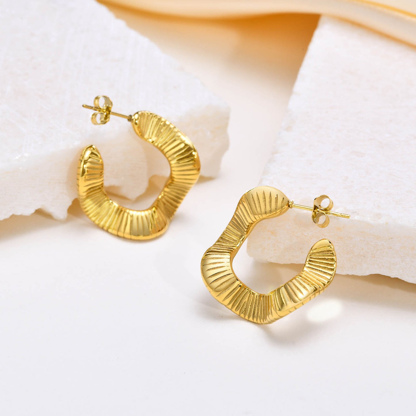 Wholesale Stainless Steel Women's Gold Twisted C Studs