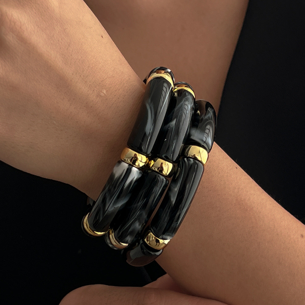 Planderful Vienna Verve Retro Beaded Elbow Bracelet Set For Women Geometric Statement Jewelry
