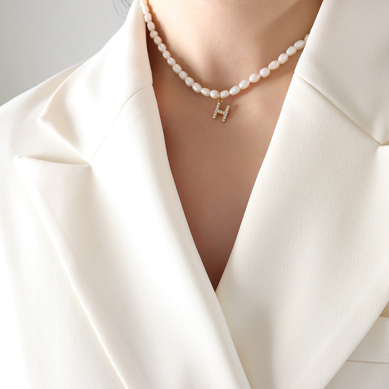 Exquisite Titan Gold-Plated Necklace with Full-Zircon Pendant