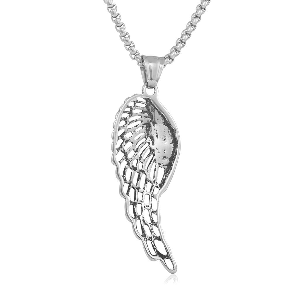 European And American Stainless Steel Feather Wing Pendant