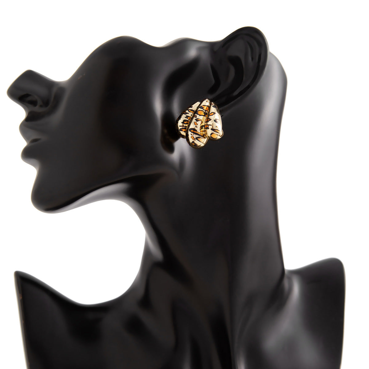 Planderful Resin Geometric Earrings C Shaped With Leopard Print Water Drop For Women Bold Chic Statement