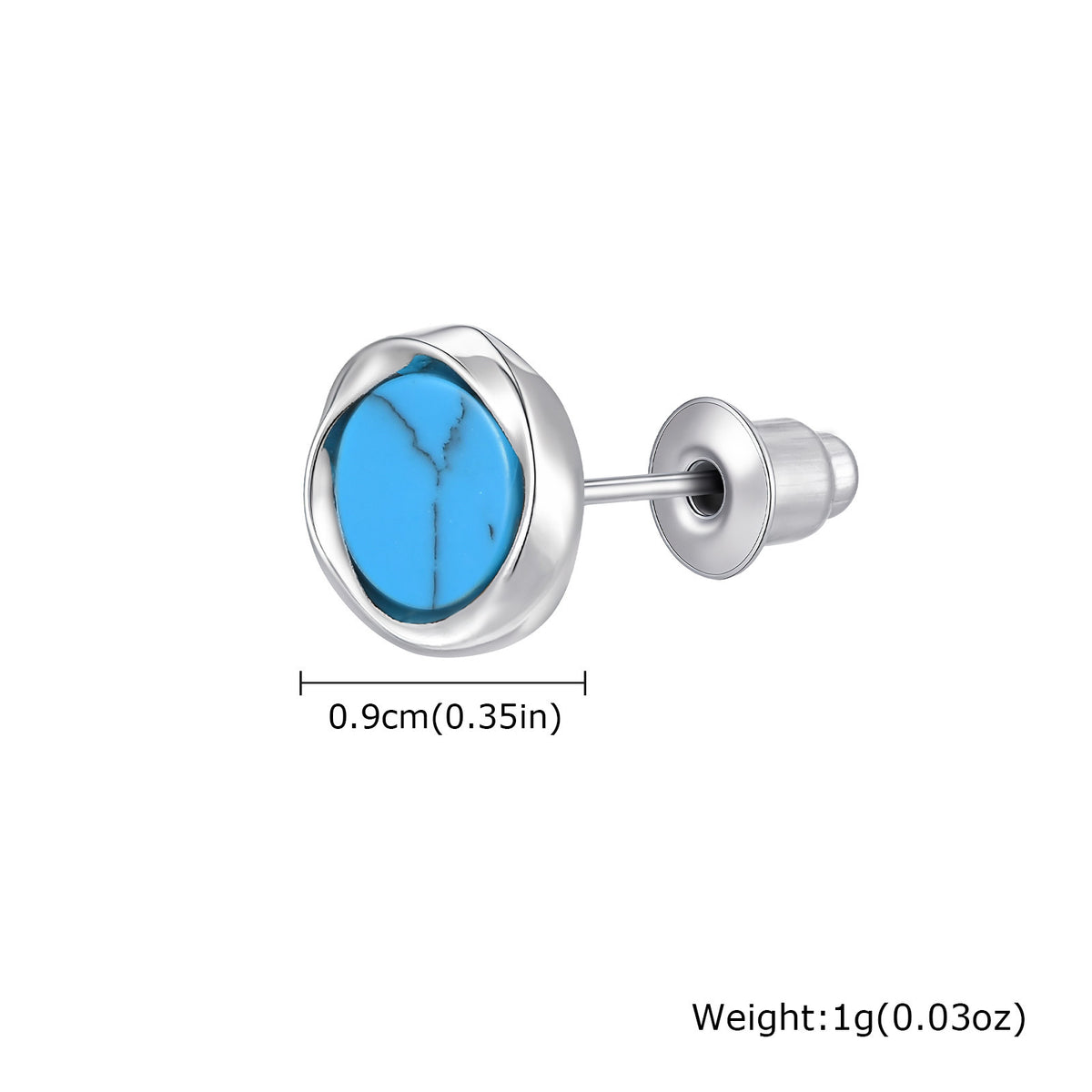 Copper Stone-Inlay Single Earrings — Tiger's Eye or Turquoise
