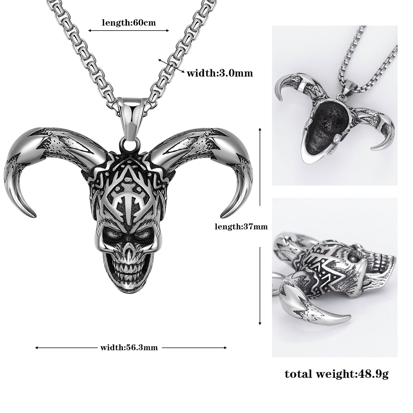 Steel Necklace - Statement Skull Pendant By Planderful