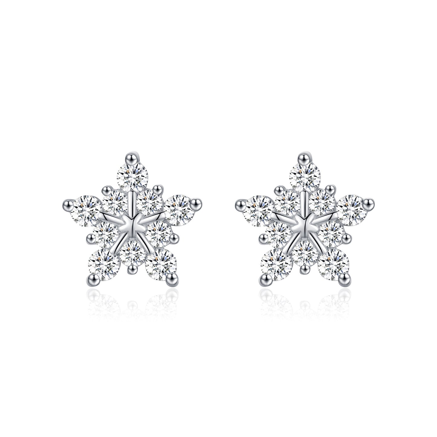 Planderful Moissanite Sparkling Earrings – Elegant Christmas Snowflake Design