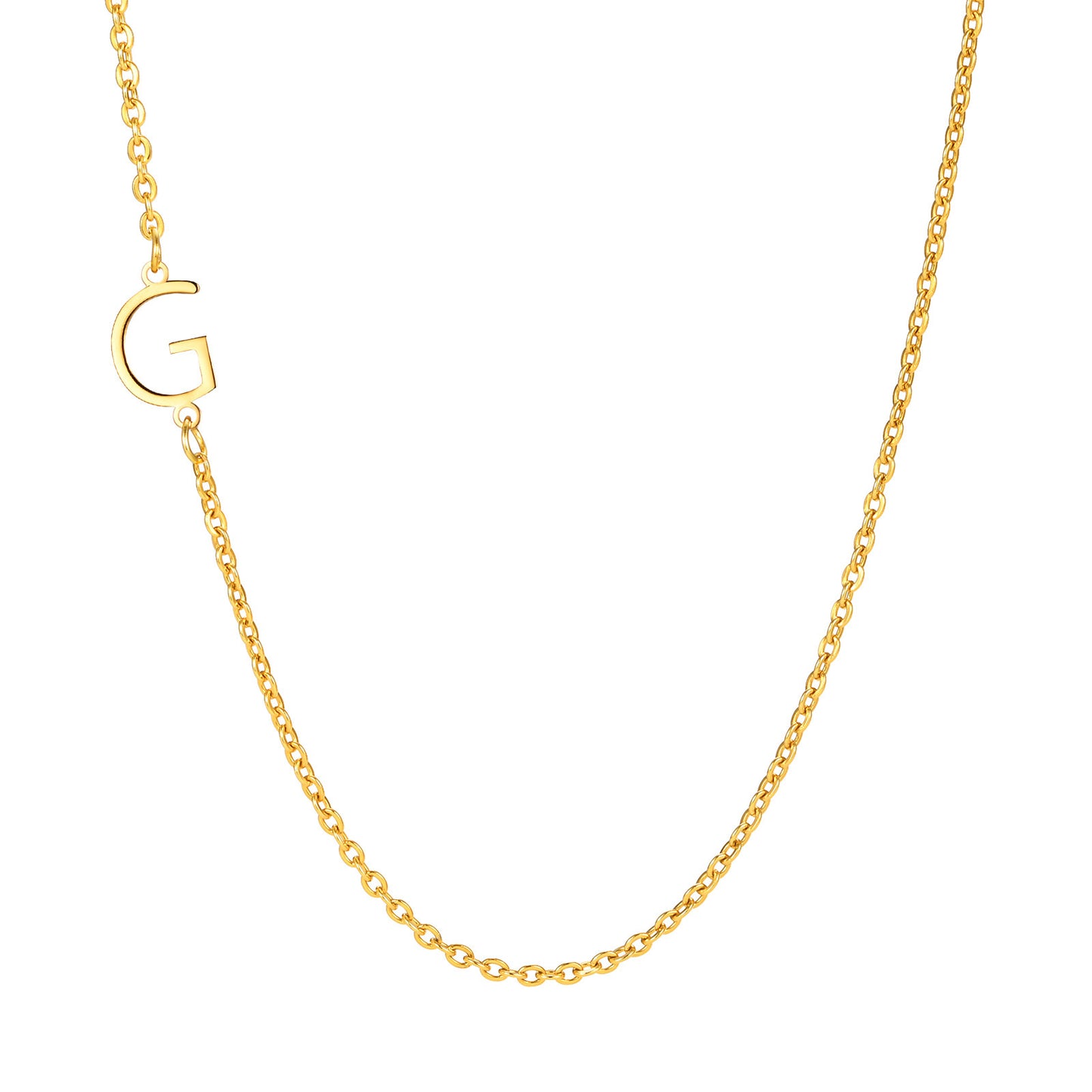 Stainless Steel Flat Cross Chain Letter Necklace Gold Collarbone Chain Letter