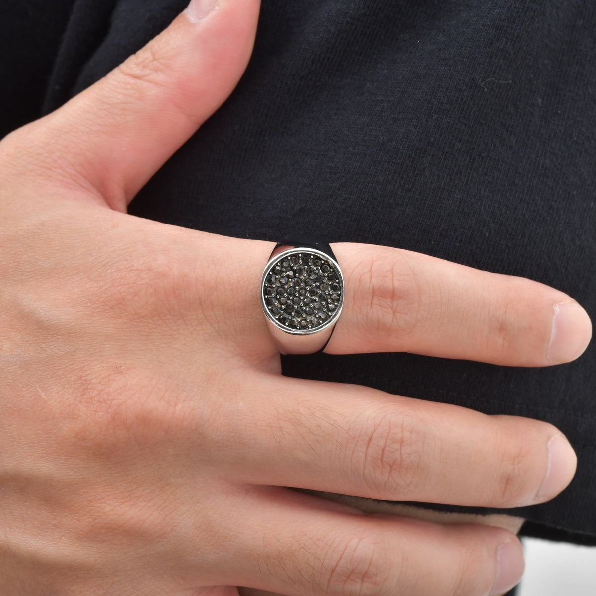 Stainless Steel Ring With Gray Zircon – Nightclub Hip Hop Hiphop
