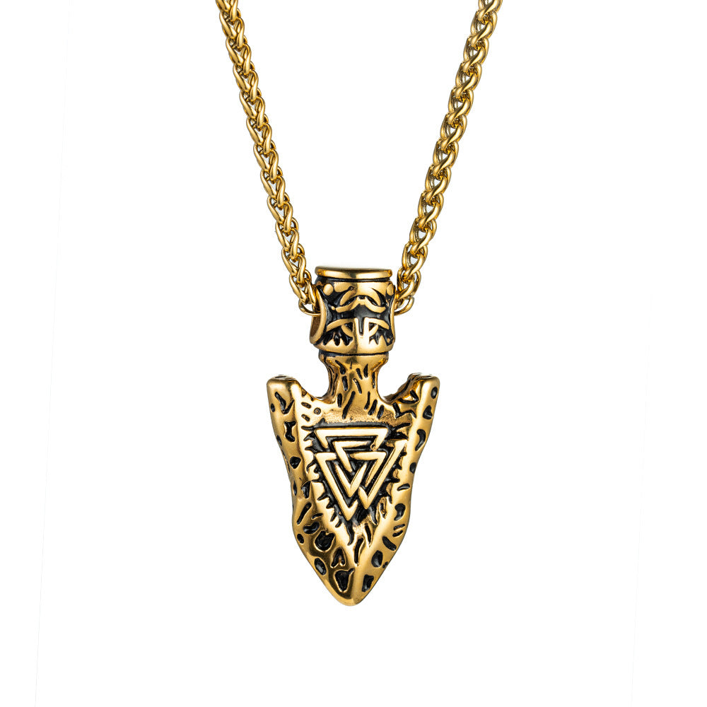Planderful Viking Odin Pendant Triangle Necklace For Men Titanium Steel Durable Personalized