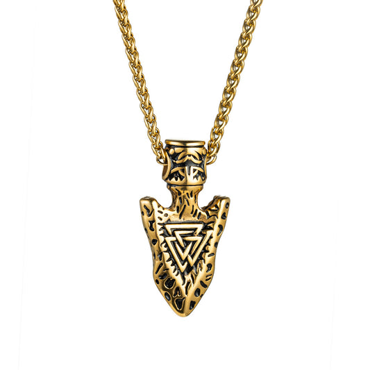 Planderful Viking Odin Pendant Triangle Necklace For Men Titanium Steel Durable Personalized