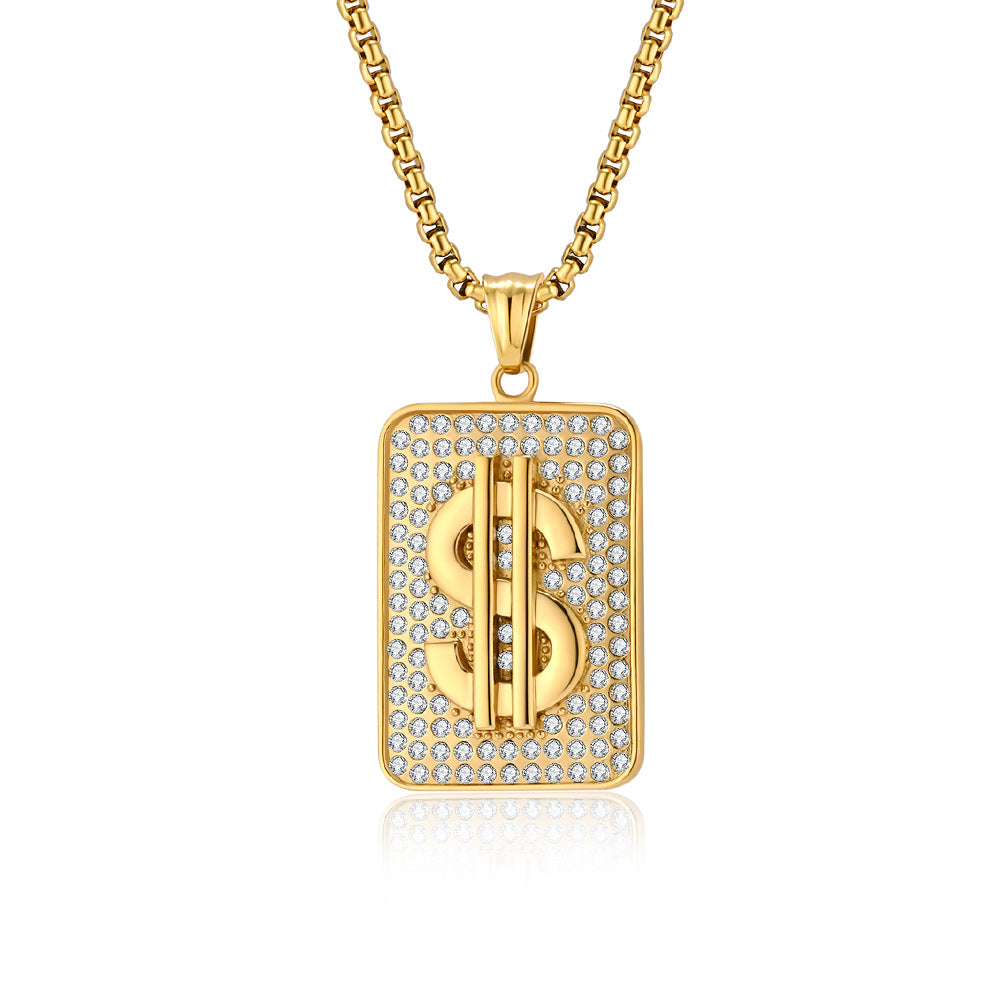 Planderful Everyday Genie Hip Hop Pendant Necklace Gold Plated With Zircon For Men Bold Street Style