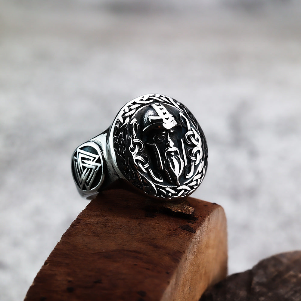 Viking Foreign Trade Collapse Jewelry Titanium Steel Men's Retro Fashion Ring