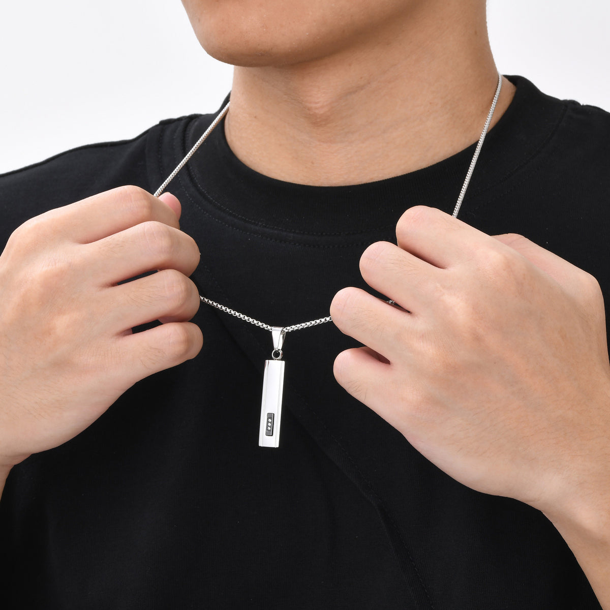 Zircon Geometric Stainless Steel Necklace for Men