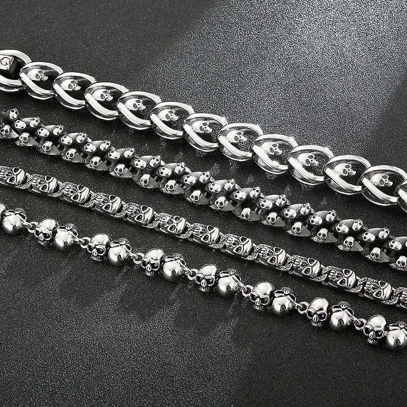 Antique Men's Titanium Steel Skull Bracelet