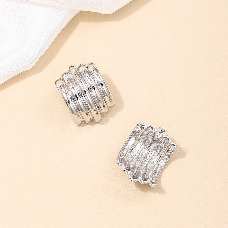 Geometric Metallic Punk Earrings for Women - Vienna Verve Collection