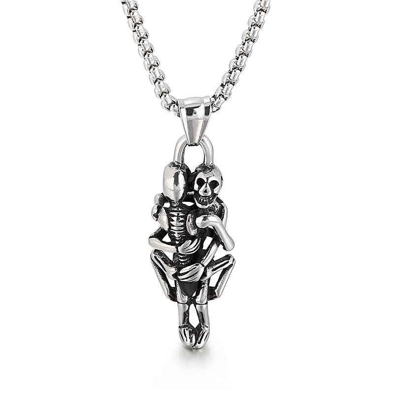 Skull Sword Pendant with Titanium Steel Chain for Men's Retro Style