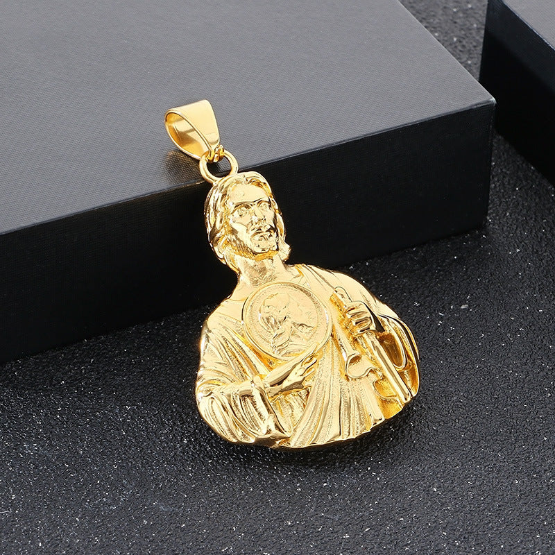Planderful Retro Portrait Pendant St Jude Men Stainless