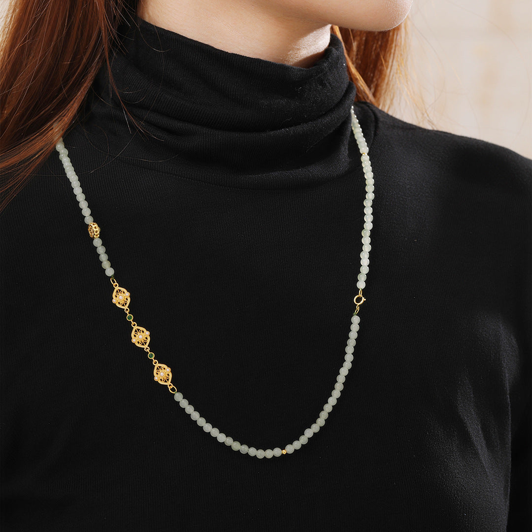 S925 Sterling Silver Hetian Jade Necklace