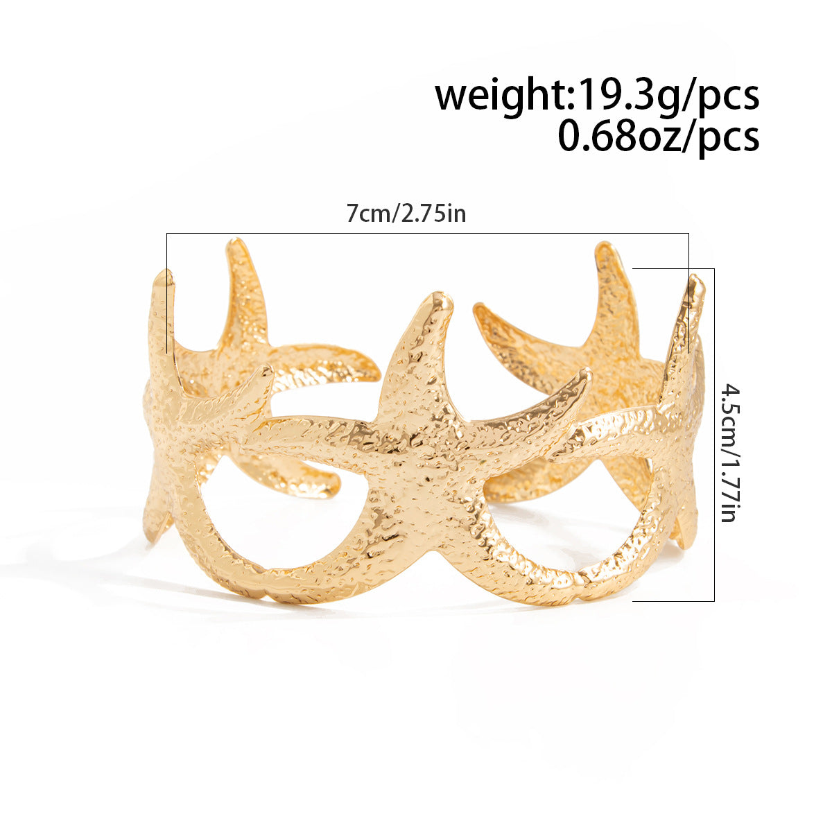 Planderful Vienna Verve Starfish Open Arm Bracelet For Women Ocean Breeze Beach Jewelry Statement
