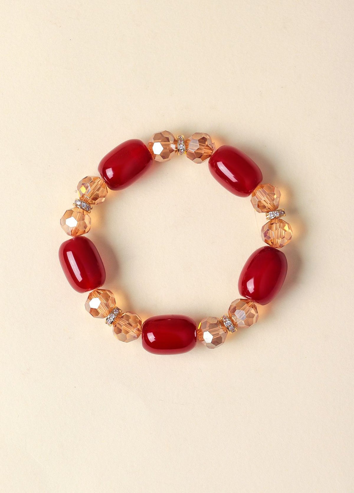 Agate Crystal Barrel Bead Bracelet