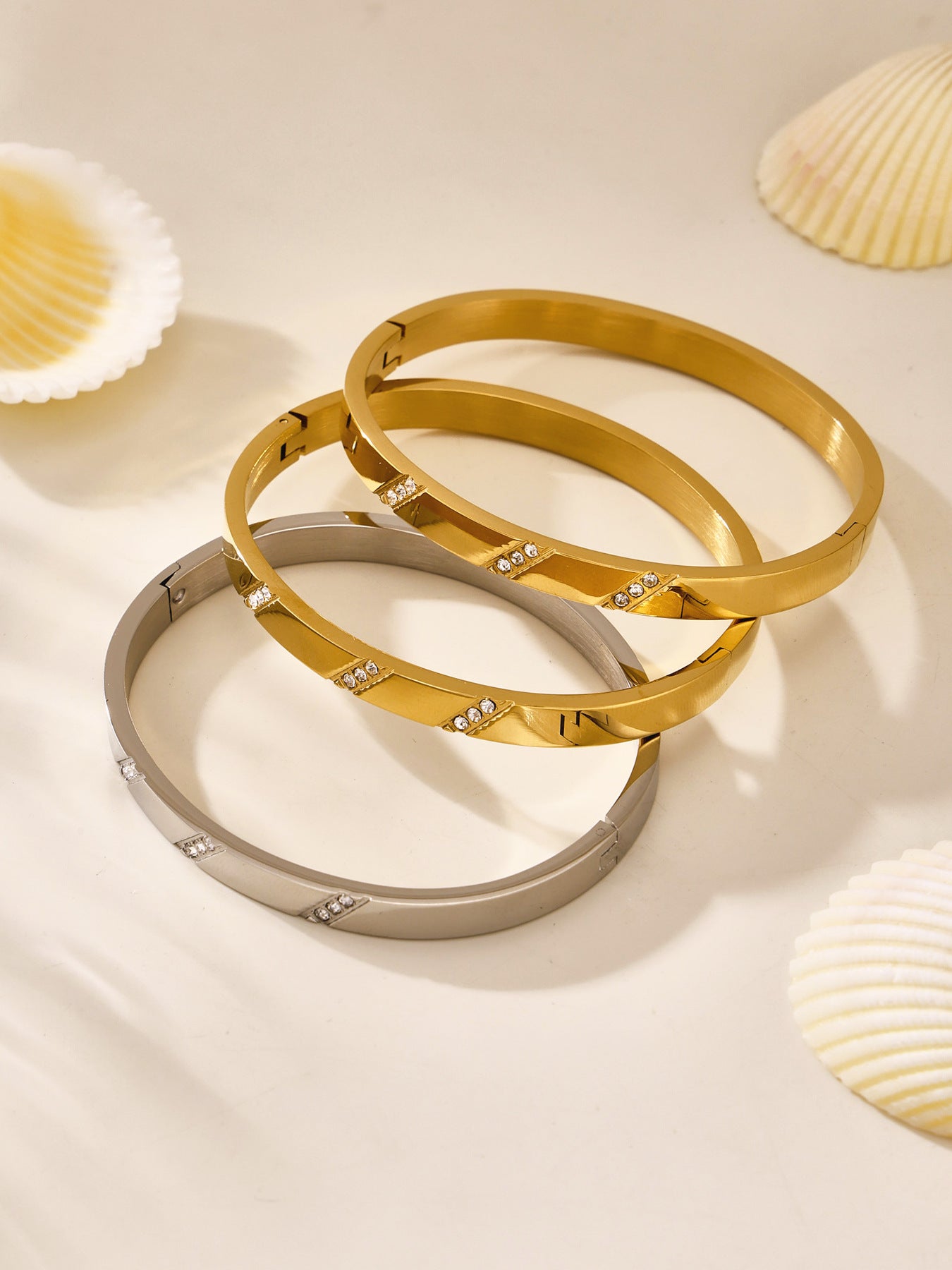 Planderful Women Stainless Steel Geometric Zircon Bracelet