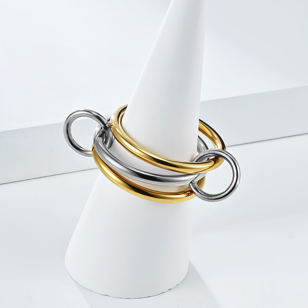 Planderful Stacking Ring Three Layer Titanium Steel For Women High End Fashion Jewelry