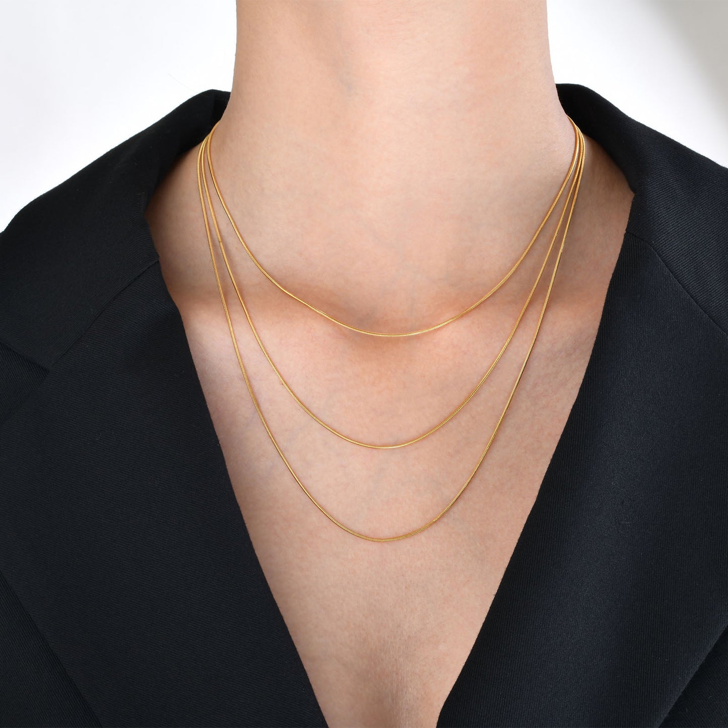 3MM Wide Stainless Steel Round Snake Chain Necklace