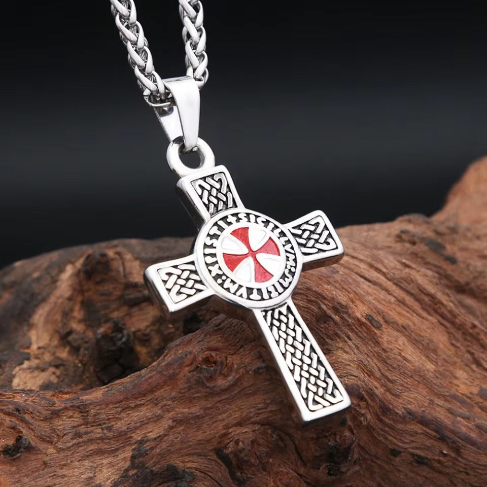 Cross Double-Sided Stainless Steel Men's Pendant Necklace