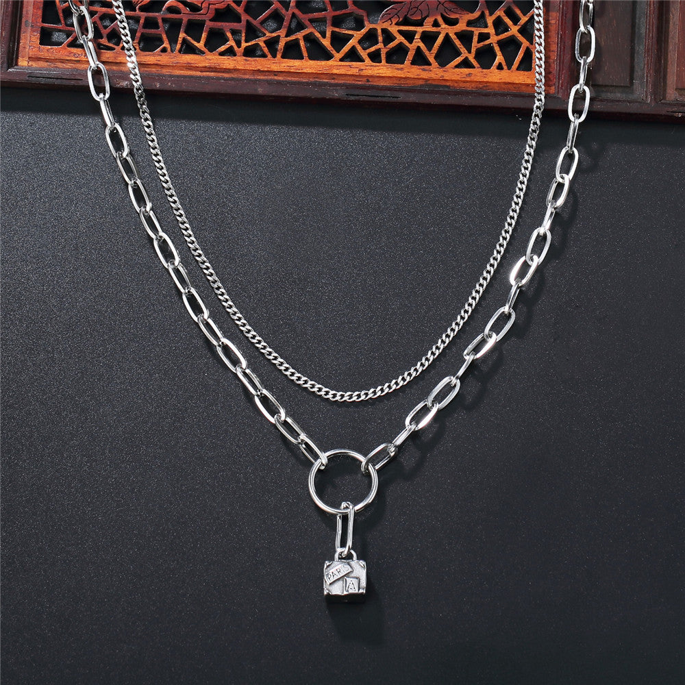 Planderful Titanium Steel Necklace Double Layer Unisex Hip Hop Style Statement For Men And Women