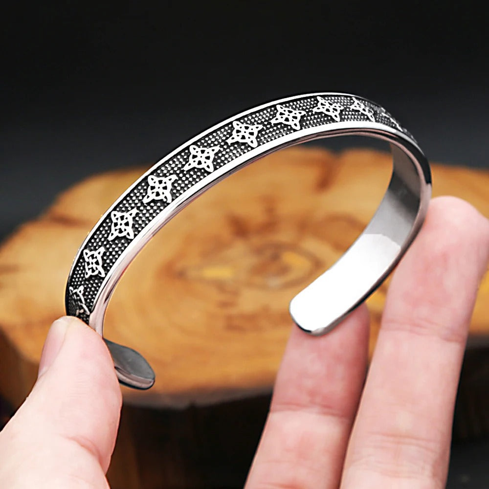 Planderful Nordic Viking Celtic Knot Stainless Steel Open C Type Bracelet For Men Durable Retro Style Gift