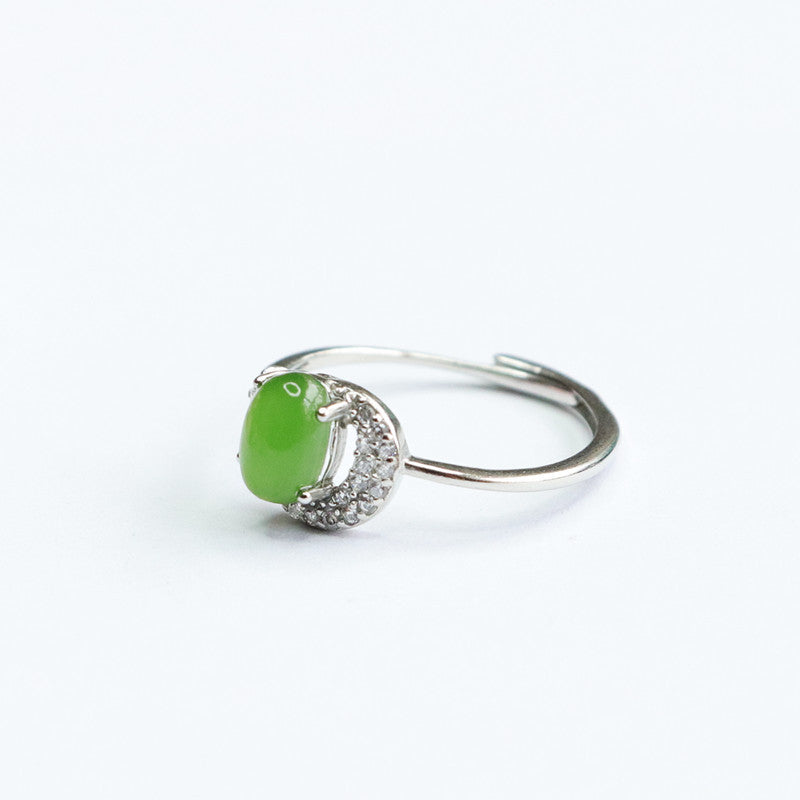 Fortune's Favor Sterling Silver Jade Ring with Russian Jasper and Zircon