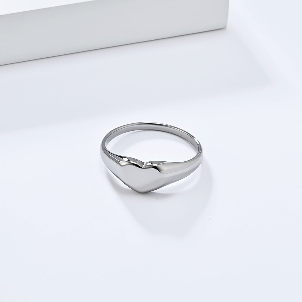 European And American French Love-Shaped Titanium Steel Ring