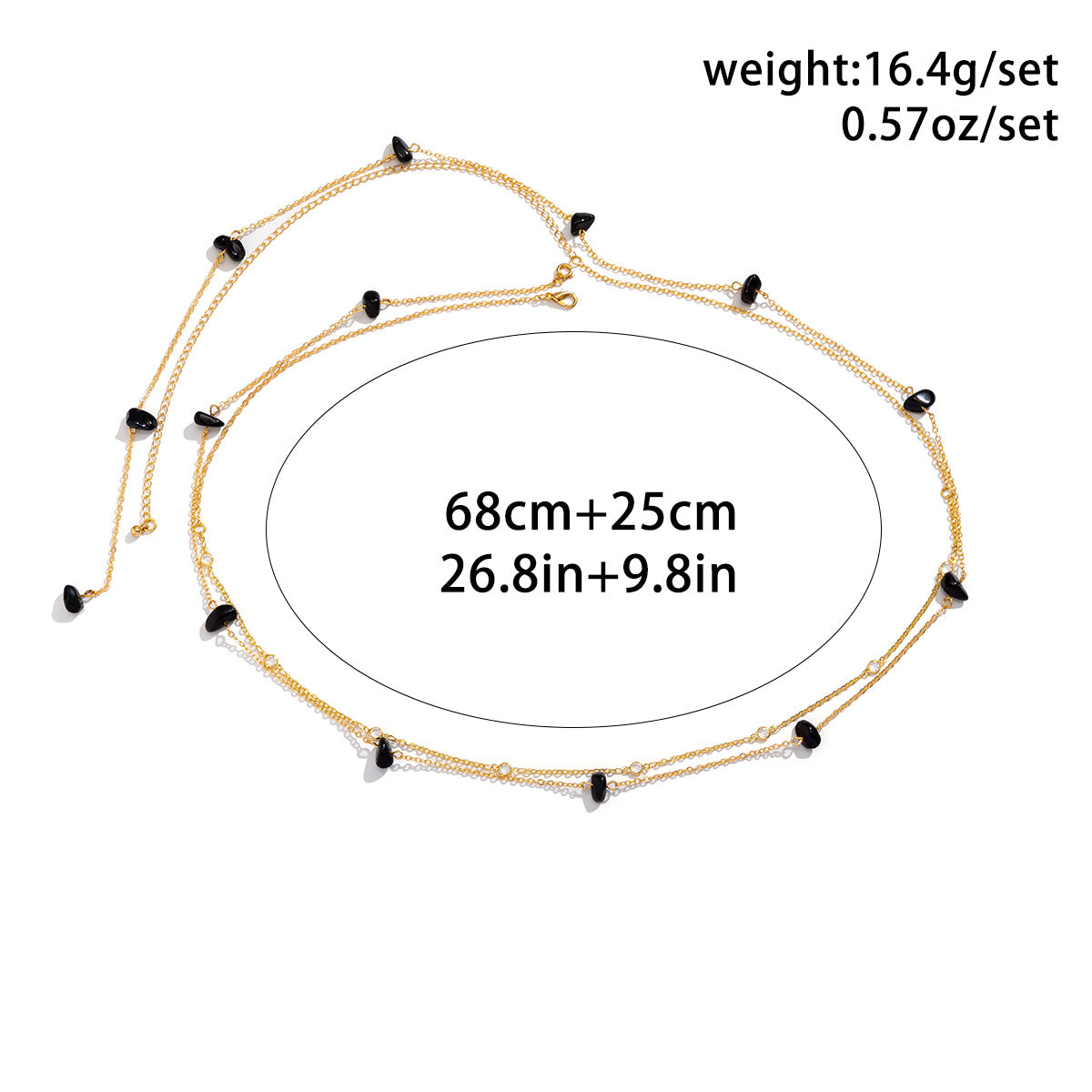 Multilayer Beach Gravel Waist Chain and Body Necklace Bling Set