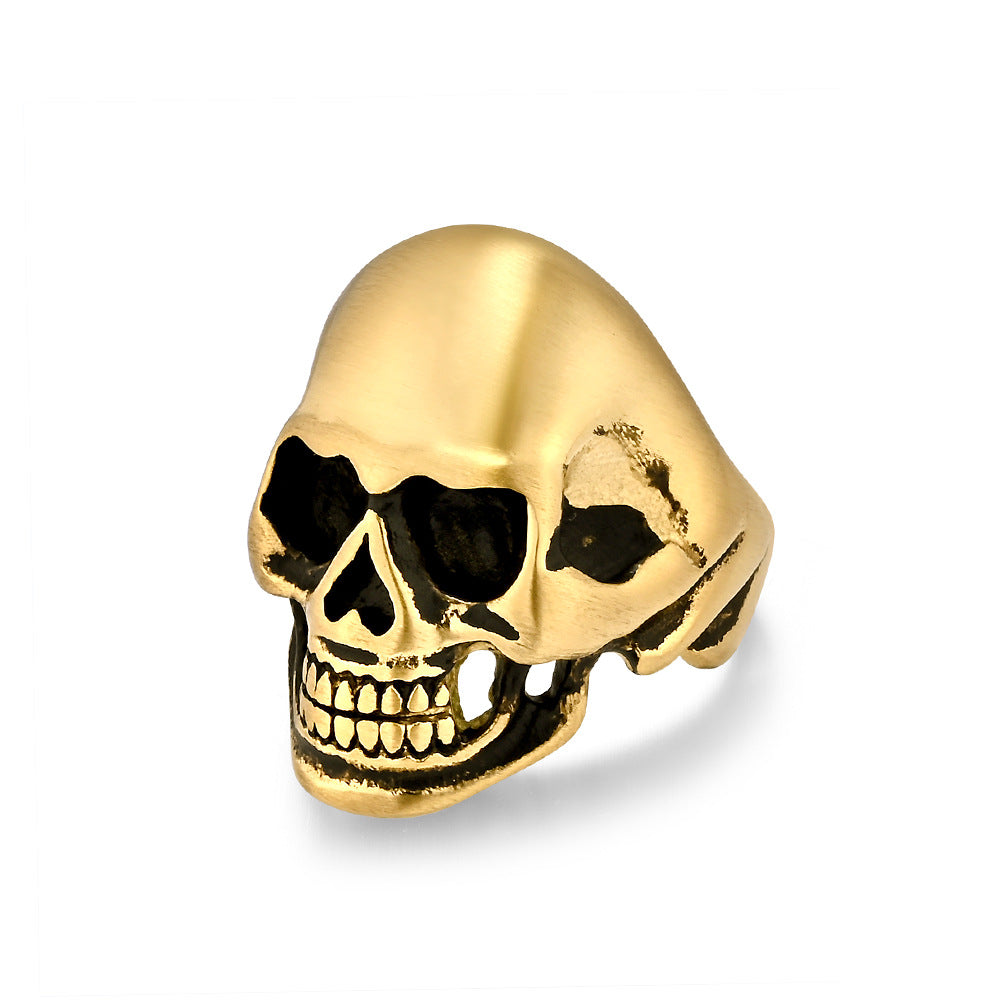 Dark Classic Skull Titanium Steel Ring for Men's HipHop Jewelry